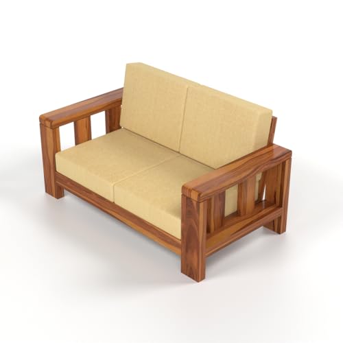 Image of Solid Sheesham Wood 4 Seater Sofa Set for Living Room I Wooden Sofa Set for Living Room Furniture 2+2 (Honey, 4 Seater)