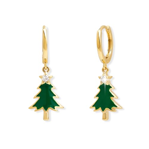 Sonateomber Christmas Tree Stocking Stuffers Dangle Drop Small Gold Hoop Earrings for Women Cute Star Green Dangling Xmas Holiday Earring Christmas Accessories Fashion Jewelry Gift