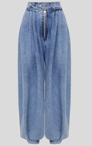CHARTOU Women Balloon Denim Baggy Pants Casual Loose Fit Vintage Pleated High Waist Wide Leg Jeans with Pockets3