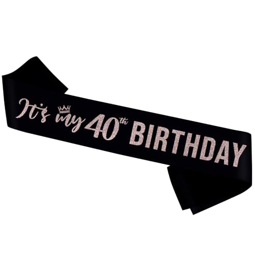 Image of It's My 40th Birthday Sash,Forty Years O;d Sash Decor,Glitter 40th Birthday Gifts for Women,Happy 40 Party Decorations