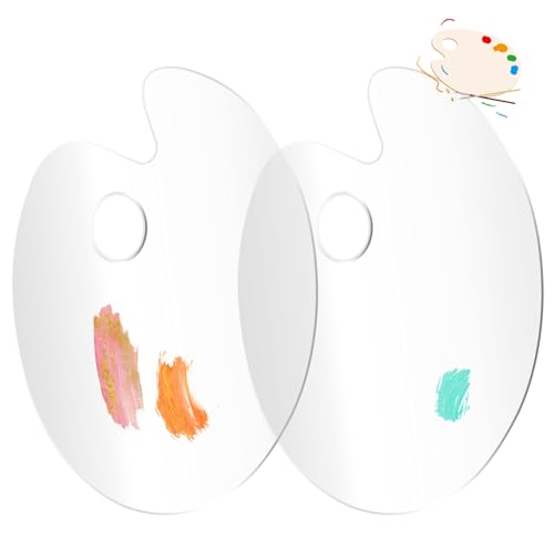 Malpalette Klare Acryl 2PCS Oval Art Palette Mit Daumenloch Kunstpalette Mischpalette Antihaft öl Farbmischpalette Für DIY Kunst Malerei Mischpalette Acrylfarben Ovale Kunstpalette Artpalette