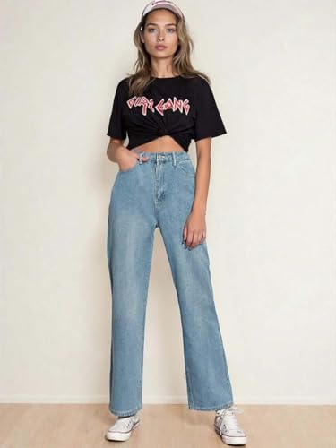 Image of KOTTY Women's High Waist Jeans | Wide Leg | Denim Jeans with Relaxed Fit & Casual Streetwear Style
