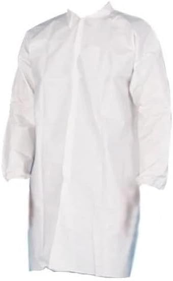 PSBM White Disposable Lab Coats 5XL Size, Pack of 25 - Breathable Material, Elastic Wrist Cuffs and Snap Closures for Labs and Classroom Use