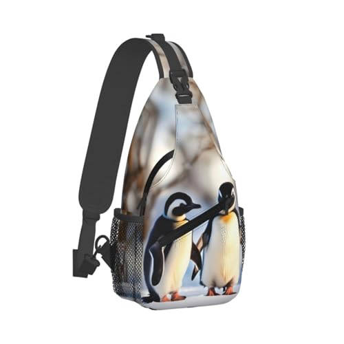 Morrales tipo sling con diseño de pingüinos para viajar miniatura 2