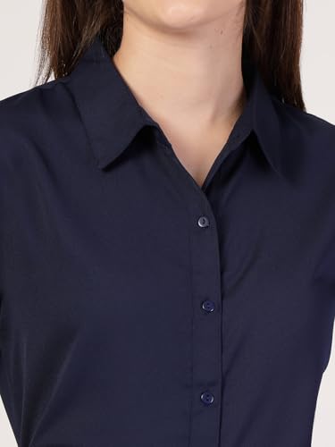 Image of Style Quotient Women Solid White Polymoss Regular Formal Shirt
