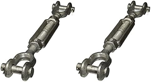 Indusco 93900496 Hot Dipped Drop Forged Galvanized Steel Jaw and Jaw Turnbuckle, 10000 lbs Working Load Limit, 1 Threaded Diameter x 6 Take Up, 20-5/8 Length (2)