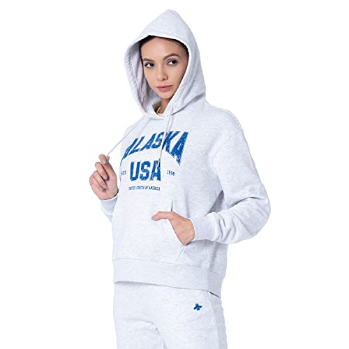 Image of Mode By Red Tape Women's Grey Melange Printed Hoodie