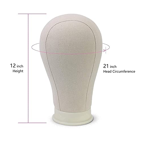 Eerya 21 Inch Canvas Block Head With Tripod Stand Set Wigs Display Mannequin Head For Wig Making Drying Styling Included Clips T-Pins Curved Needles Thread Wig Cap #TOP2
