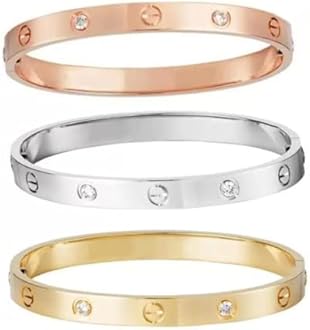 Shining Diva Fashion 18K Gold Plated Stainless Steel Openable Crystal Bracelet | Cuff Bangle | Friendship Couple Wedding Gifts for Mother Sister Wife Girlfriend | Anti Tarnish Jewellery