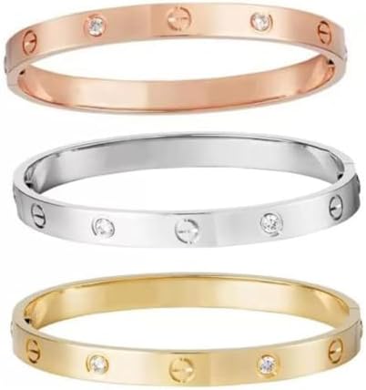 Shining Diva Fashion 18K Gold Plated Stainless Steel Openable Crystal Bracelet | Cuff Bangle | Friendship Couple Wedding Gifts for Mother Sister Wife Girlfriend | Anti Tarnish Jewellery