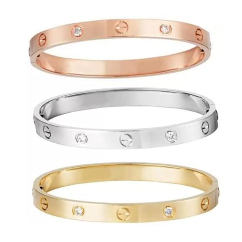 Shining Diva Fashion 18K Gold Plated Stainless Steel Openable Crystal Bracelet | Cuff Bangle | Friendship Couple Wedding Gifts for Mother Sister Wife Girlfriend | Anti Tarnish Jewellery