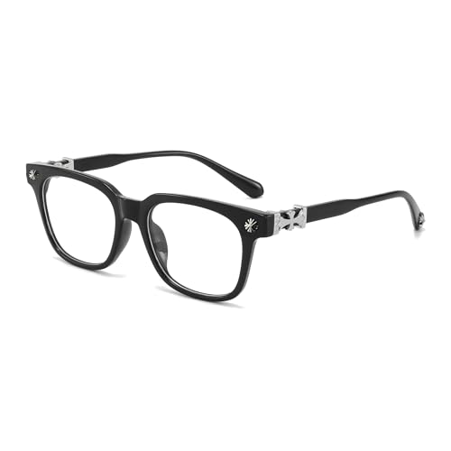 Classic Square Frame Eyeglasses Clear Lens Black Retro Style Unisex Non Prescription Daily Accessories (silvery)