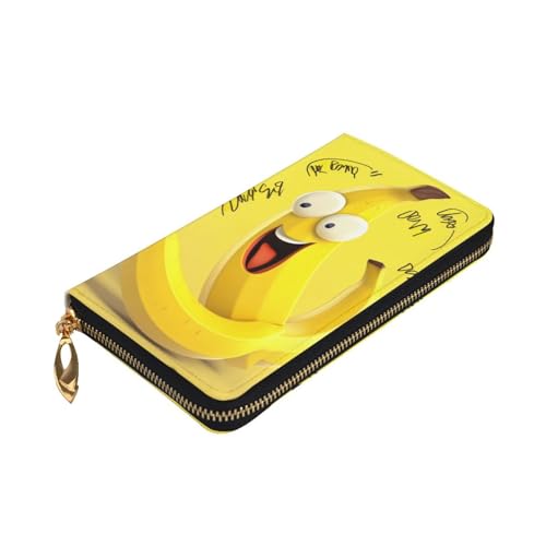 Yellow Banana Wallet for Men Women Long Purse Leather Clutch Large Business Handbag Travel Phone Holder Credit Card Holder Money Case with Zipper Leather Wallets Gift3