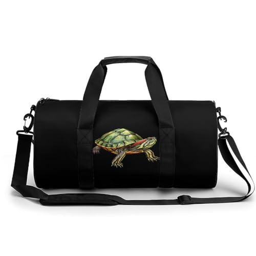 Red Eared Slider Turtle Gym Bag Lightweight Carry On Duffel Bag Athletic Sports Travel Bag Weekender Bag for Men Women
