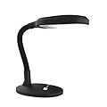 Lavish Home Desk Lamp - Natural Sunlight Lamp with Adjustable Gooseneck - Reading Light for Working, Crafting, Sewing, or Homework (Black)