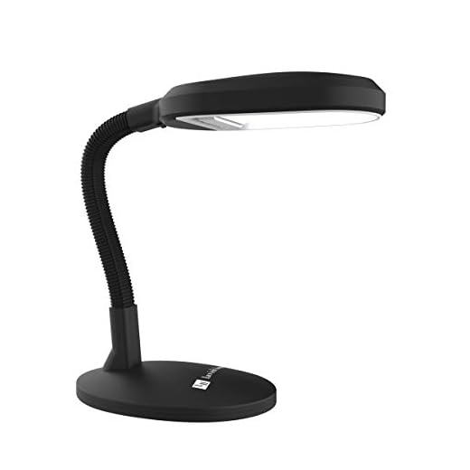 Lavish Home 72-0893 (Black) Sunlight Desk Lamp – Bright Directional Adjustable Gooseneck – Reading Light for Crafting, Sewing, or Homework, 7”x9”x22