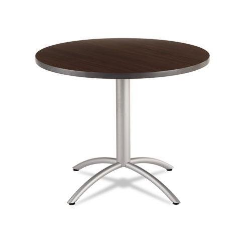 Iceberg Enterprise65624 CafiWorks Table, 36 dia x 30h, Walnut/Silver