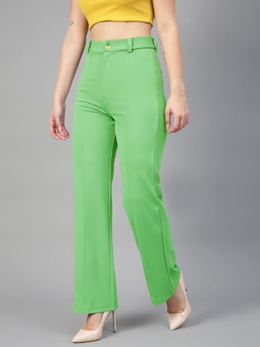 Image of KOTTY Women's Regular Fit High Rise Solid Trousers