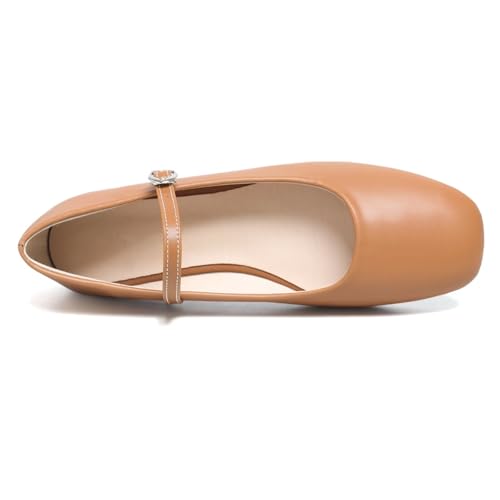 Image of LUXINYU Women's Slip on Flats,Classy Round Toe Solid Classic Mary Jane Ballet Dance Shoes Soft Comfortable PU Flat Shoes