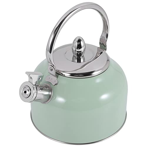 Cpolebev Hervidor con Silbido de 2,5L para Estufa de Gas Todas Las Estufas Hervidor de Té de Café de Acero Inoxidable Tetera de Gas