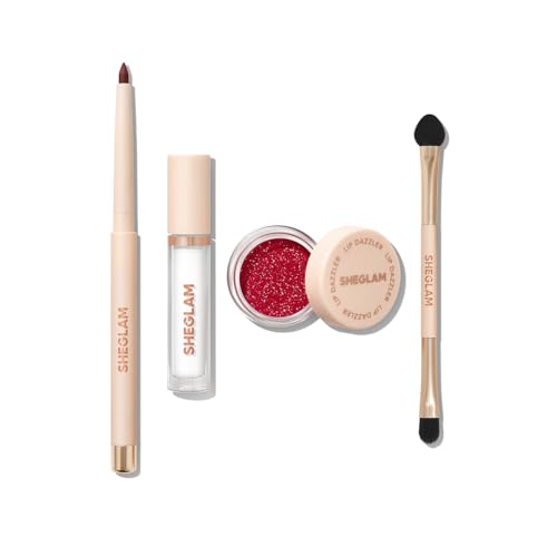 SHEGLAM Lip Dazzler Glitter Kit Long-Lasting Glitter Lip Gloss Sexy Super Stay Non-Sticky Shiny Liquid Kit Lipstick Y2K-Curtain Call
