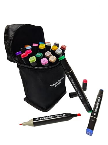 YshanEdutrix Alcohol Markers 24 Colors Dual Tip Set–Paint Pens for
