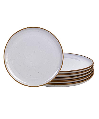 Mora Ceramic Dinner Plates Set of 6, 10 inch Dish Set - Microwave, Oven, and Dishwasher Safe, Scratch Resistant, Modern Rustic Dinnerware- Kitchen Porcelain Serving Dishes - Lavender Sugar