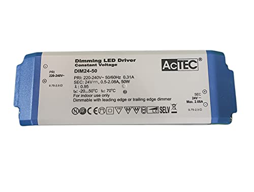 Alimentatore Trasformatore Dimmerabile Con Triac Dimmer 24V 50W, Dimmerabile Direttamente Su AC 220V Taglio Di Fase, Voltaggio Costante Per Striscia Led 24V
