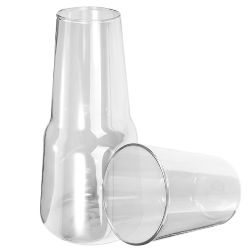 HOUDERCO Jarra de Vidrio Resistente al Calor de 800ml con Tapa y Vaso para Leche o Jugo, Adecuado para Mesita de Noche y Uso Doméstico