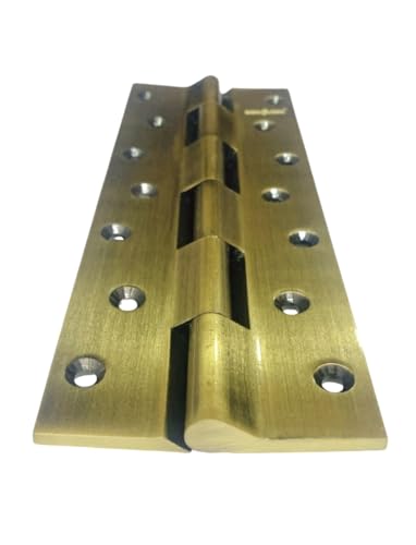 Image of BRASK Brass Railway Hinges 8 inch x 1.1 /4 inch x 5 /32 (200 mm x 32 mm x 4 mm) Heavy Duty Brass Door Hinges (Antique, 1)