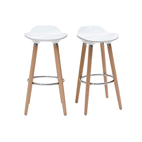 Miliboo Tabourets de Bar scandinaves Blancs (Lot de 2) Gilda