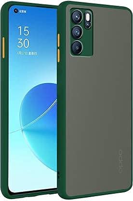Nainika Camera Protection Back Case for Oppo Reno 6 Pro 5G, Hard PC Shockproof Smoke Cover Green