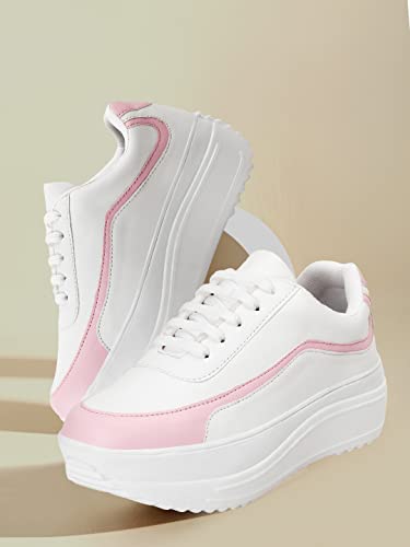 Image of Vendoz Women White Casual Stylish Sneakers
