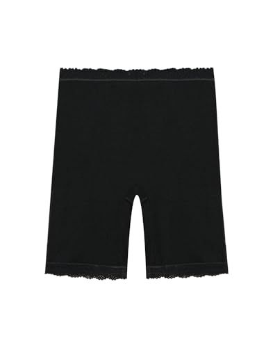 DILLING Pantalones cortos de lana merina/seda con ribete de encaje para mujer, Negro, 34