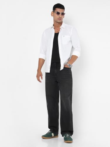 Image of Spykar Men's Regular Fit Full Sleeve Cotton Solid Casual Shirts