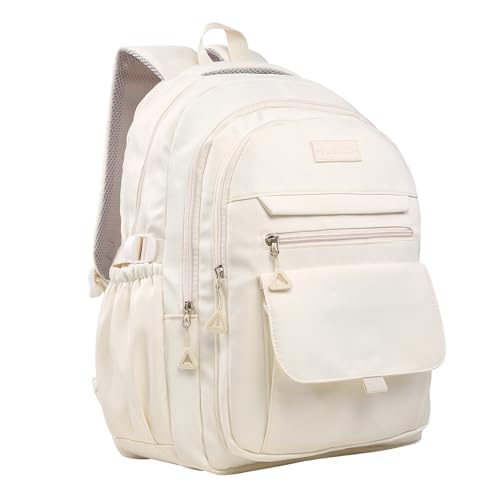 Phaoullzon Girls High Middle School Backpack for Boys College Aesthetic Laptop Teen Bookbag for Travel Beige