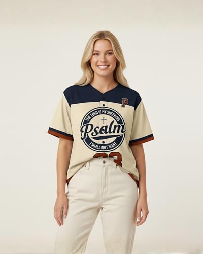 Jersey de Béisbol Personalizado Salmo 23 - Jersey de Fe Cristiana con Nombre y Número para Hombres, Mujeres, Niñas y Niños miniatura 2