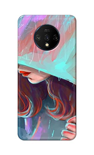 Image of PRINTFIDAA Pretty Woman Under The Umbrella Painting Printed Designer Hard Case for OnePlus 7T Back Cover -(e) RPM1007