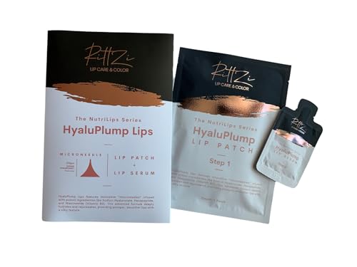RittZi HyaluPlump Lips – Innovative Two-Step Lip Care System Featuring 800 Self-Dissolving Microneedles made from Sodium Hyaluronate, Niacinamide, and Peptides