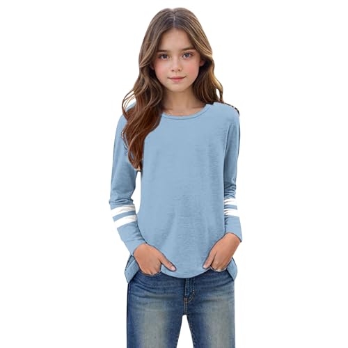 Girls Tops Long Sleeve Striped Shirts Casual Loose Fit Tshirt Crewneck Basic Tee Tops Comfy Outdoor Athletic Shirts3
