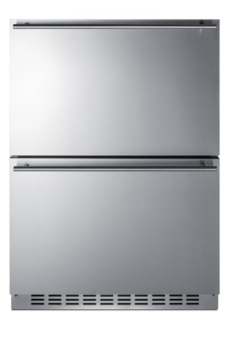 Summit SPRF34D7 Commercially Approved 24" 2-Drawer Refrigerator-Freezer, Stainless Steel, Digital Thermostat, Frost-free Operation, Professional Handles, 34"H x 23.63"W x 23.75"D- (Panel Not Included) on Fridge.com