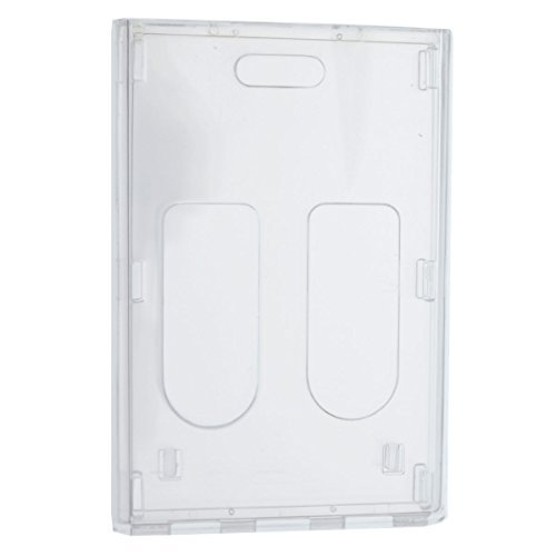 3 Pack - Heavy Duty Crystal Clear 2 Card Badge Holder (Holds Two Cards) - Vertical Dual Sided Card Cases - Polycarbonate Rigid   Hard Plastic with Secure Top Load by Specialist ID