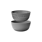 ライクイット ( like-it ) ざる ボウル 樹脂製 Colander&Bowl 米とぎにも使える ザルとボール Ф22.7×高10.4cm ボウル:Ф23.7×高10.7cm グレー 日本製 水切り 湯切り可能 3.2L