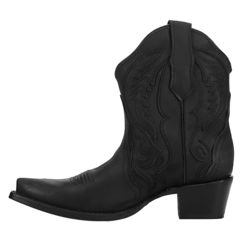 Corral Boots Womens Embroidered And Inlay Snip Toe Casual Boots Ankle Low Heel 1-2" - Black3