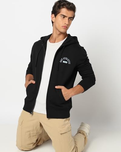 Image of Gap Men Graphic Printed Regular Fit Full Sleeves Hooded Sweatshirt