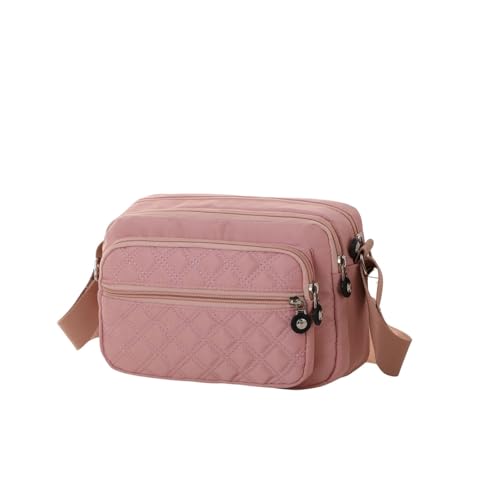 Image of YDezire Women's Small Cross Body Bag, 5 Zipper Pockets Mini Shoulder Bag for Women Designer Messenger Bags Ladies Tote Nylon Handbag Purse With Adjustable Shoulder Strap Crossbody Bags (Peach)