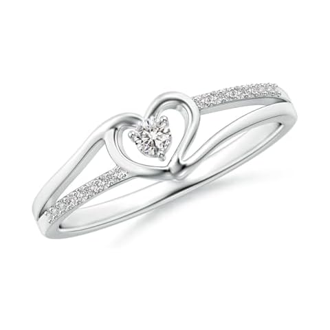 Angara Natural 0.08 Ct Diamond Heart Ring for Women in Sterling Silver (Color : K | Clarity : I3) | April Birthstone, Birthday, Engagement, Anniversary Jewelry Gift For Women Cover