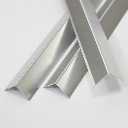 Image of Coengwui Aluminum Corner Guards, Peel and Stick L-Shaped Molding Trim for Wall Table Door Frame Protection and Decoration (Matte Silver, 3Pcs x 4.26ft x 0.8in)