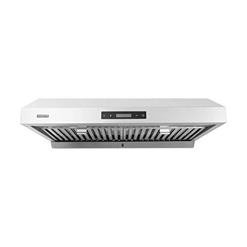 VESTA Atlanta 860CFM 30'' Stainless Steel Under Cabinet Range Hood With Dual Motor, 6 Levels Of Speed, Touch Screen, GU10 LED Lights, Baffle Filters, And Oil Tray