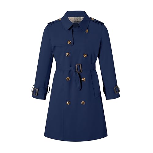 Betusline Boys Waterproof Trench Coat Double Breasted Classic Belted Outwear Rain Jacket